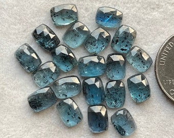 6x8mm Cushion 20 pcs Lot Natural Teal Moss Kyanite Rosecut Loose Gemstone For making Jewelry and Rings