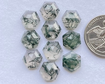 10pcs ,Top Moss Agate Cut Gemstone ,10mm, Moss Agate Rose Cut Gemstone , Flatback Rose Cut Gemstones Used For Jewelry Making