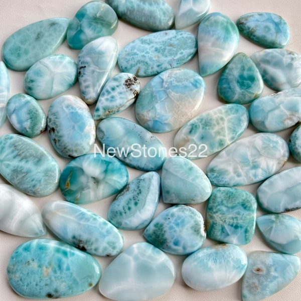 Natural Larimar Cabochon Wholesale Lot Available With Very Cheap Price Used For Jewelry Making