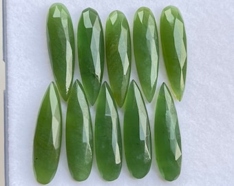 6 pcs Pack Pear Shape, Serpentine  Rose Cut Gemstone, 8x30mm Pear, Flatback Rose Cut Gemstones Used For Jewelry Making