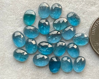 6x8mm Top Quality Neon Kyanite Oval 20 pcs Lot Natural Paraiba Kyanite Rosecut Loose Gemstone For making Jewelry and Rings