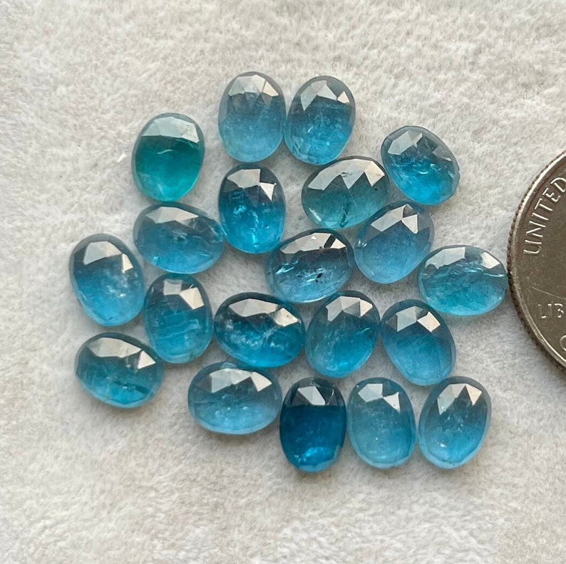 6x8mm Top Quality Neon Kyanite Oval 20 pcs Lot Natural Paraiba Kyanite Rosecut Loose Gemstone For making Jewelry and Rings zdjęcie 1