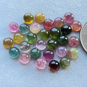 Top 100% Natural 25pcs Multi Tourmaline 6mm Round Cabochon Gemstone For jewelry Making image 1