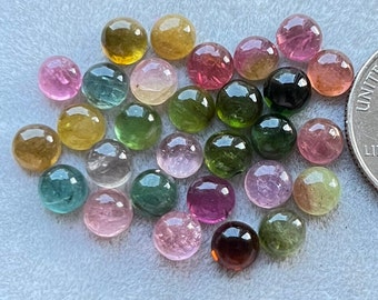 Top 100% Natural 25pcs Multi Tourmaline 6mm Round Cabochon Gemstone For jewelry Making