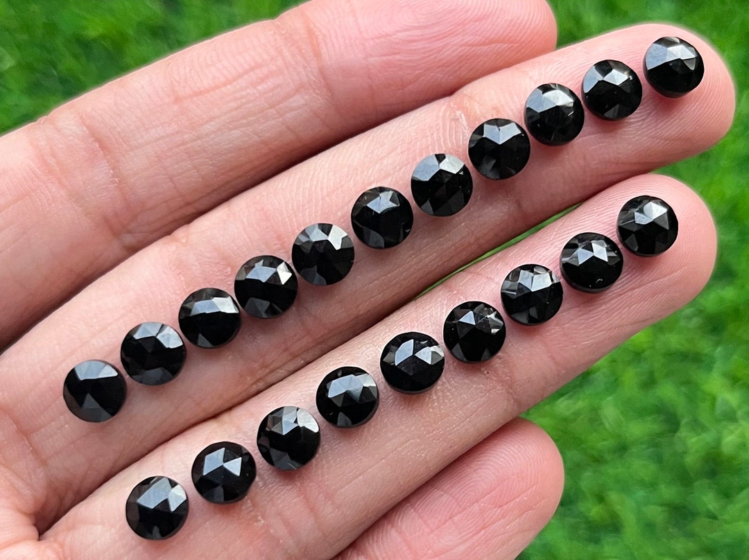 20pcs Pack 6mm ,black Onyx Cut Gemstone ,6mm, Rose Cut Gemstone ...