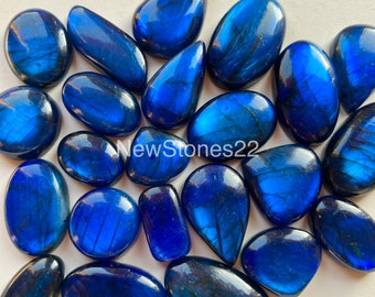 New Blue Dyed Labradorite Cabochon By Weight With Different Shapes And Sizes Used For Jewelry Making