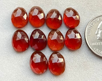 Top Hessonite Rosecut Slice - Top Quality Rose Cut Flat Back Gemstone 10 Pieces Lot For Jewelry Making, Pendant, Ring