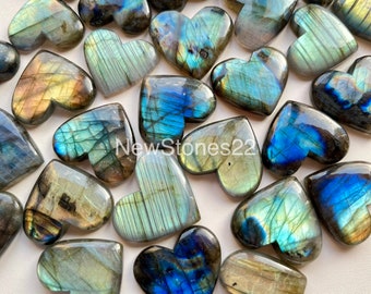 New Multi Blue Fire Labradorite Heart Shape Cabochon Wholesale Lot By Weight With Different Shapes And Sizes Used For Jewelry Making