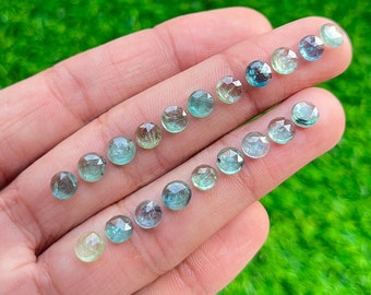 Mint Color Kyanite 6mm 20pcs Rosecut Gemstone - Top Quality Rose Cut Flat Back Gemstone 10 Pieces Lot For Jewelry Making, Pendant, Ring