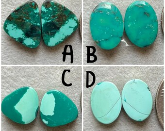 New Natural Tibetan Turquoise Matched Pair Cabochon With Very Cheap Price Used For Jewelry Making