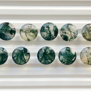 10 Pcs Faceted Top Moss Agate Round, Cut Gemstone, Cut