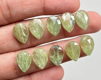 Mint Kyanite 10x14mm Pear Rosecut Gemstone - Top Quality Rose Cut Flat Back Gemstone 10 Pieces Lot For Jewelry Making