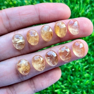 Natural Citrine Rosecut Slice - Top Quality Rose Cut Flat Back Gemstone 10 Pieces Lot For Jewelry Making, Pendant, Ring