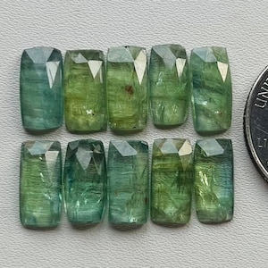 6x12mm Baguettes 10 pcs Lot Natural Mint Kyanite Rosecut Loose Gemstone For making Jewelry and Rings