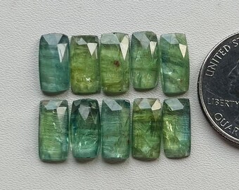 6x12mm Baguettes 10 pcs Lot Natural Mint Kyanite Rosecut Loose Gemstone For making Jewelry and Rings