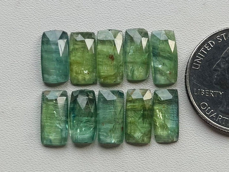 Baguettes de 6x12 mm, 10 pcs / lot, menthe naturelle, cyanite rose, pierres précieuses en vrac pour la fabrication de bijoux et de bagues image 1