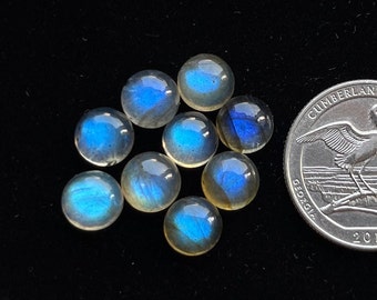 8mm 10 pcs Pack Blue Labradorite Round shape Cabochon For jewelry Making