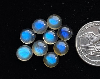 8mm 10 pcs Pack Blue Labradorite Round shape Cabochon For jewelry Making