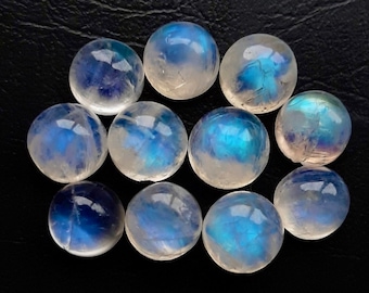 8mm 5pcs Lot AAA+ Quality Natural Rainbow Moonstone Cabochon Loose Gemstone For Making Jewelry and pendant