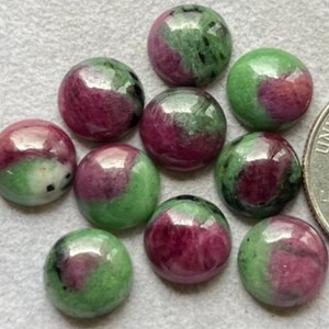 Ny Rubin Fuchsit Cabochon 10 mm Rund - Högkvalitativ Platt Ädelsten 10 stycken Parti För Smyckestillverkning, Hänge