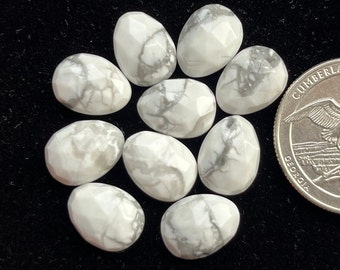 Natural Howlite Rosecut Slice - Top Quality Rose Cut Flat Back Gemstone 10 Pieces Lot For Jewelry Making, Pendant, Ring