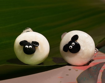 Cute clip-on sheep earrings for kids starting Y3 | sweet ewe first clip on's | farm animal ear clips for little girls | gift to animal lover