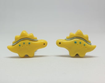 Dinosaurier Ohrclips, Ohrstecker für Kinder | steingraue Stegosaurus Ohrringe für kleine Mädchen Y3-8 | Dino Schmuck | Erstohrring für Kleinkinder