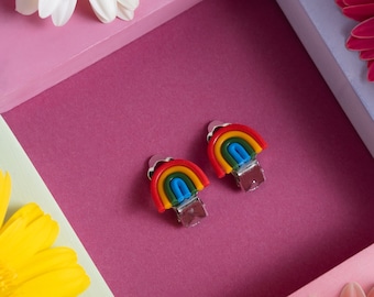Regenbogen Ohrclips für Kinder Y3-8 | süße bogenförmige ungepiercte flache Ohrringe für Kinder | kleine Mädchen erste Ohrclips Geschenk