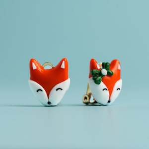 Fox earrings | animal Clip on earrings | non pierced earrings | studs | flat back earrings | cute gift for her | clips | red foxes ear clip