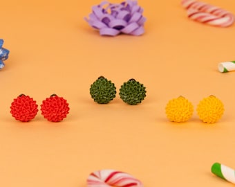 Dahlia flower clip on, stud earrings | cottage core plant clips for unpierced ear | toddlers first flat back earrings | gift for kids, women