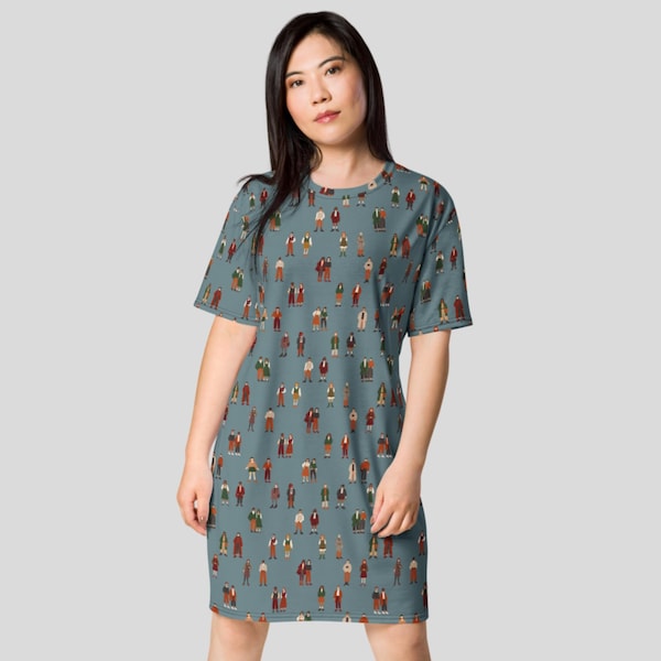 T-shirt dress fall academia print | autumn dress | Size inclusive | 2XS - 6XL