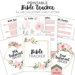 Printable Bible Tracker, Bible Reading Tracker, Books of the Bible Tracker, Bible Book Tracker Bible Reading Log A4 A5 US Letter Half Letter image 1