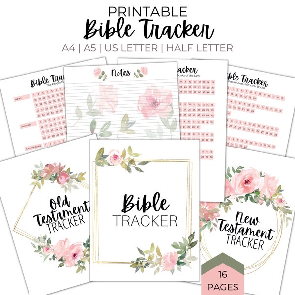 Printable Bible Tracker, Bible Reading Tracker, Books of the Bible Tracker, Bible Book Tracker Bible Reading Log A4 A5 US Letter Half Letter