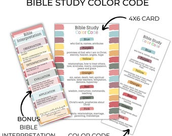 Codice colore per lo studio biblico stampabile Codice colore per lo studio biblico Segnalibro / Segnalibro della Bibbia / Codifica delle Scritture / Accessori per la Bibbia / Diario biblico
