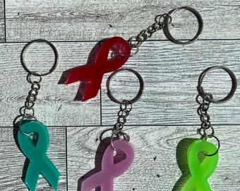 Solid Color Resin Awareness Ribbon Keychains