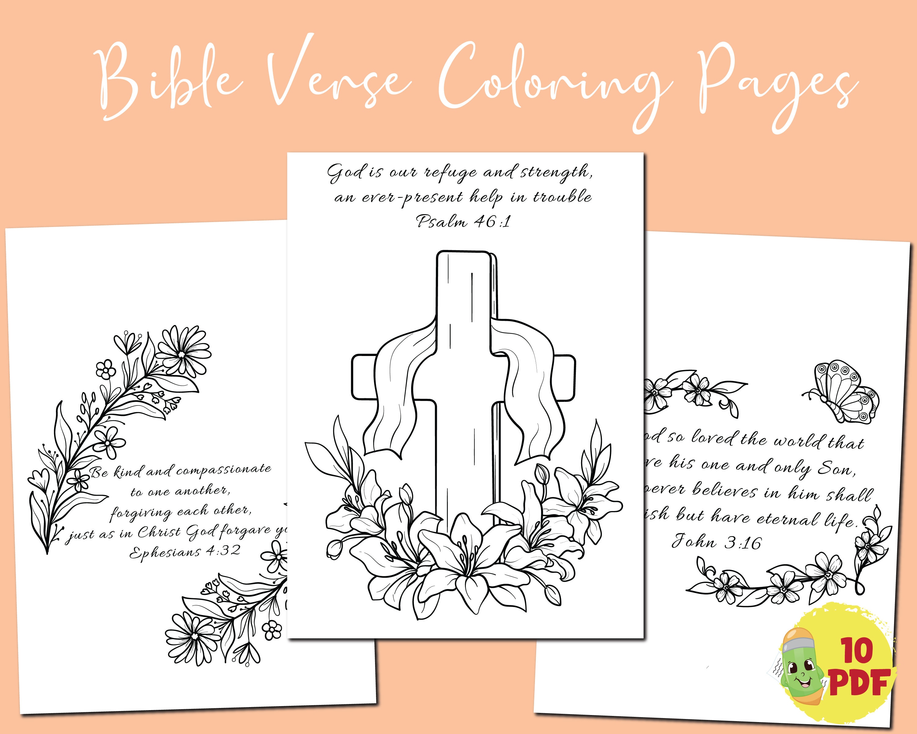 Bible Verse Coloring Pages for Adults and Kids, Printable Bible