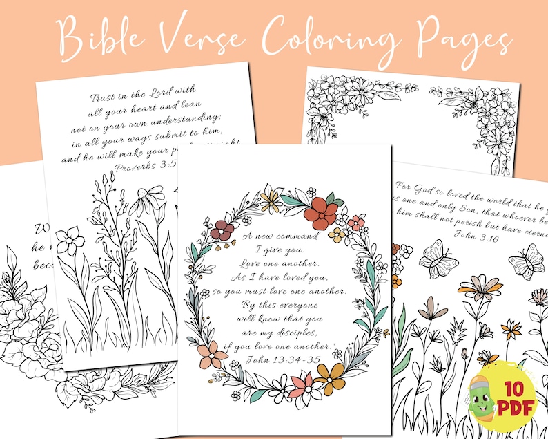 Bible Verse Coloring Pages for Adults and Kids, Printable Bible