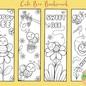 Printable Cute Bee Coloring Bookmarks for Kids Baby Ducky Autumn Printable Cute Bee Coloring Bookmarks for Kids Baby Ducky Autumn