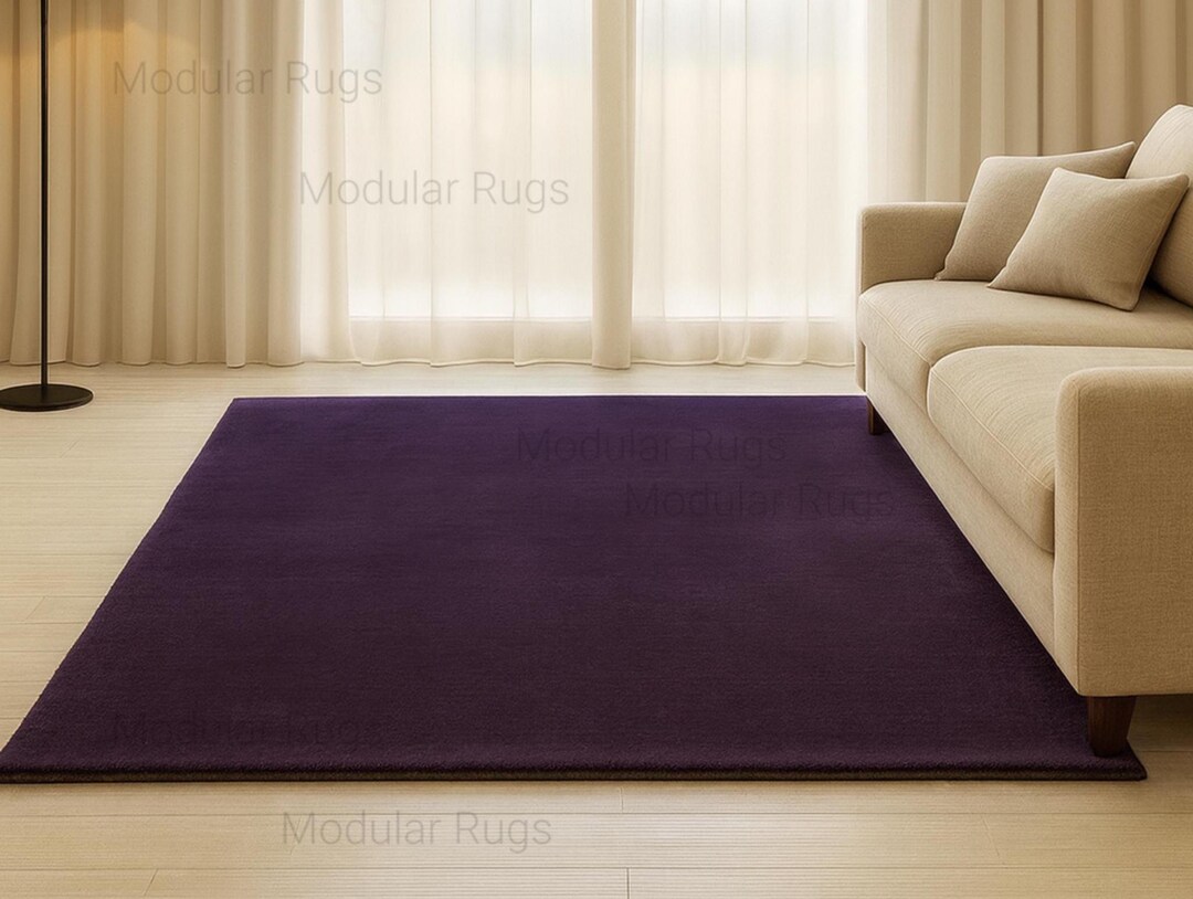 Deep Purple Wool Rug: Hand-tufted Modern Area Rug - Etsy