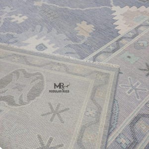 Grey Handmade Turkish Oushak Rug – Hand Knotted Wool Area Rugs For Living Room, Bedroom, Kids, Hallway, 8x10, 9x12 Scandinavian Custom Size