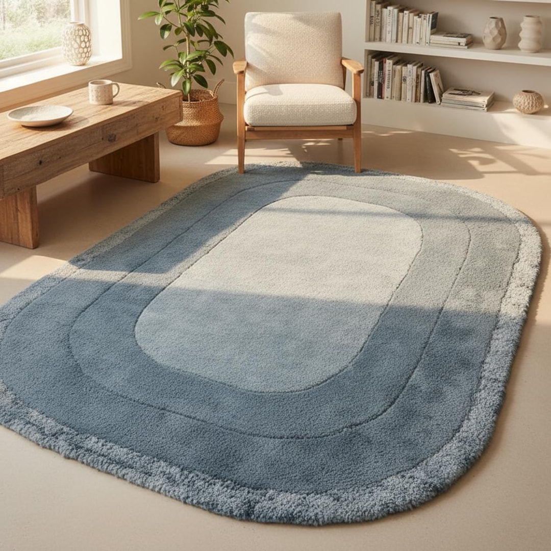 Modern Blue Rug – Hand Tufted Rug New Zealand Wool Rug for Cozy Living ...