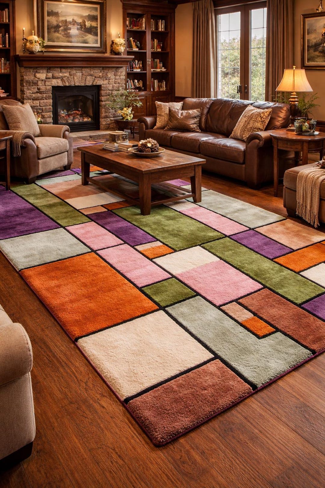 Modern Abstract Area Rug With Geometric Patchwork Blocks, Colorful ...