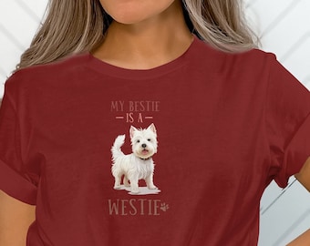 Camiseta My Bestie Is A Westie, camiseta Triblend unisex, camiseta de perro West Highland Terrier, regalo de amante de perros, camiseta de mamá de perro
