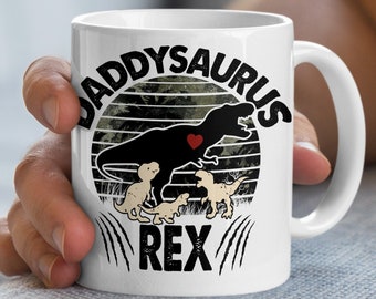 daddysaurus rex mug, dad'saurus rex, daddy and me, daddy and son or daughter matching mugs, dinosaur gifts for dads