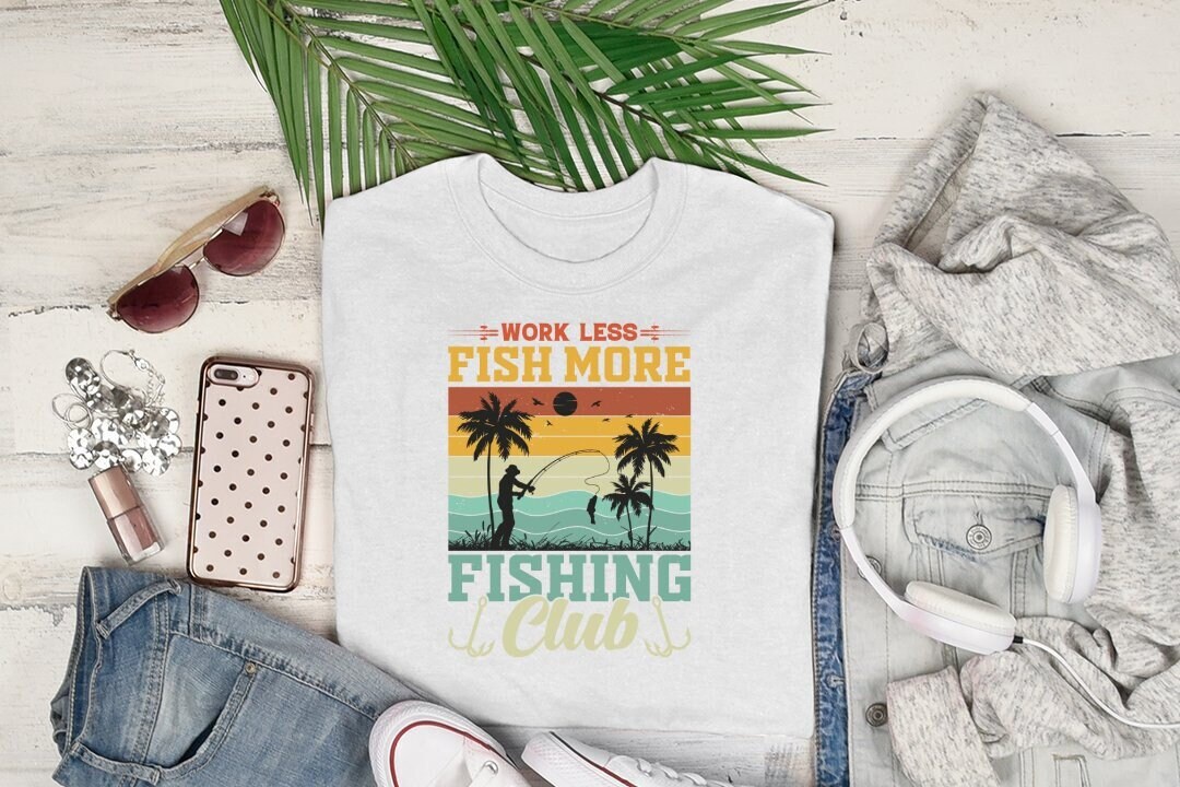 Work less fish more fishing club Long Sleeve T Shirt by Glamorous Gift Ideas