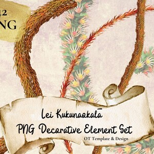 Kukunaokala Lei, Hawaiian Flower PNG Decorative Element Set, Digital Download