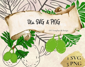 Archivo SVG de corte de fruta del pan Ulu, archivos PNG, descarga digital instantánea