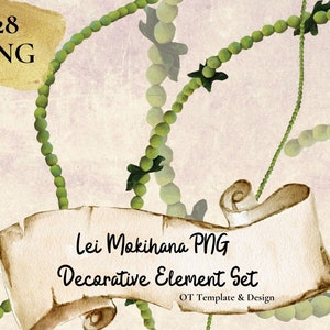 Mokihana Lei, Hawaiian Flower PNG Decorative Element Set, Digital Download