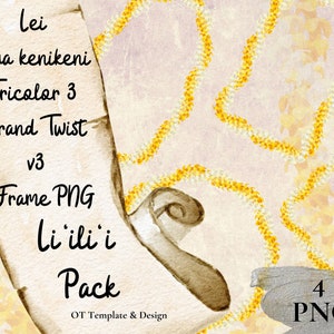 Puakenikeni driekleurige twist lei, Hawaiiaanse bloemenrand PNG-bundel, tropische clipart sublimatieontwerp, Instant Download Li'ili'i Pack - v3
