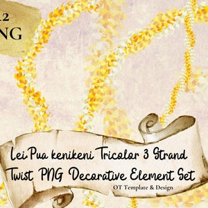 Set di elementi decorativi Puakenikeni Tricolor Twist Lei a 3 fili